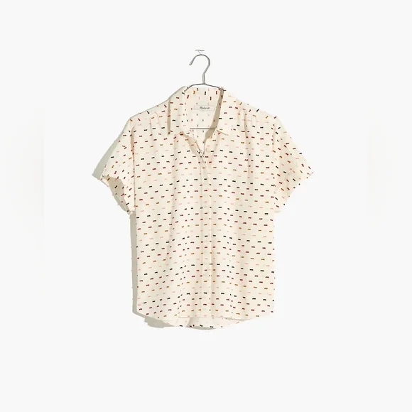 Madewell - Hilltop Shirt in Rainbow Clipdot AD631Size Large, White with Dots